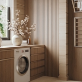 Laundry room in a log house