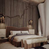 Bedroom with rock elements