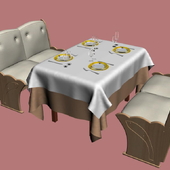 прямоугльный сервированный стол + 2 софы