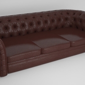 Английский кожаный стеганый диван