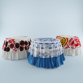 Russian Gzhel tablecloth patterns, hohlomy