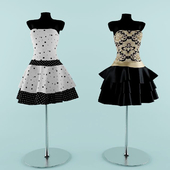 2 dresses on mannequins