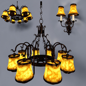 Wrought iron chandelier and Sconce