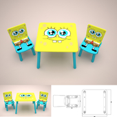 table &amp; chairs "spongebob"
