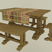 стол, скамья и табурет в рустикальном стиле