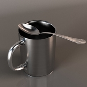 Metal mug + spoon