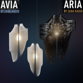 Aria and Avia lamps by Zaha Hadid