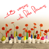 18 ваз с бутафорскими цветами