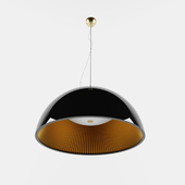 Black Lacquered Pendant Light with Gold Pleated Shade - HP014854