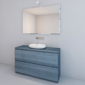Vanity sink and mirror with light