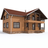 Wooden 2-storey house.