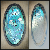 Tiffany stained glass window with a baguette