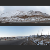 зимняя панорама горной дороги