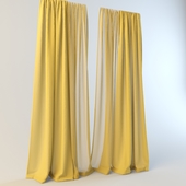 yellow curtains with tulle