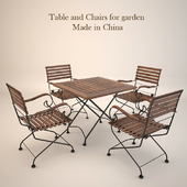 Iron chairs and table / China