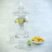 Set: Carafe with lemonade, glasses, plate with lemons