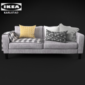 KARLSTAD sofa with pillows and plaid (IKEA)