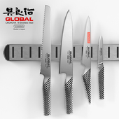 Global knife set + magnetic knife rack