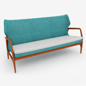 Bovenkamp wingback lounge sofa blue 1960