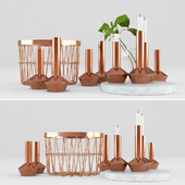 H&M home metal candleholder and wire basket