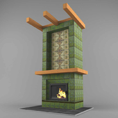 fireplace with tiles