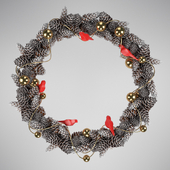 Christmas wreath with birds
