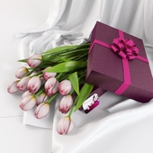 tulips in a gift box