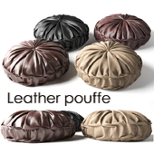 4 types of Leather and fabric ottoman
