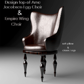 Classic chair with leather and wood Design top of Arne Jacobsen Chair