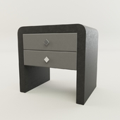 Bedside table with leather trim