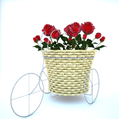 Stand with a basket of flowers