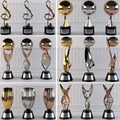 Award Prize Cup Trophy Set 18 Piece Decorative Objects