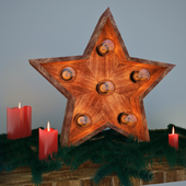 STAR WITH LAMPS OF WOOD