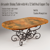 Alexander Dining Table with 44 x 72 Soft Oval Copper Top