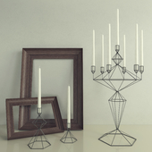 Decorative set: candle holders and frames