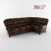Угловой кожаный диван с деревянным декором Диана-7 (фабрика ТРИЭС)