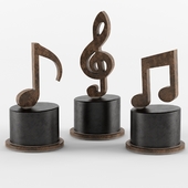 Music Notes Metal Figurines, Set of 3