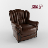 Классическое кресло из натуральной кожи с деревянным декором Диана-6 (фабрика ТРИЭС)