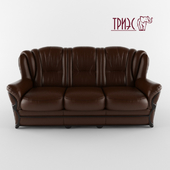 Трехместный кожаный прямой диван с деревянным декором Диана-6 (фабрика ТРИЭС)