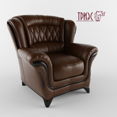 Классическое кресло из натуральной кожи с деревянным декором Диана-7 (фабрика ТРИЭС)