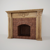 English fireplace with a furnace of aged brick