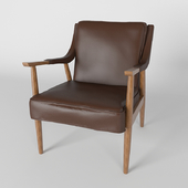 Classic Danish Modern Style Lounge Chair With Chocolate Vinyl