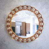 Large Palwa Gilded Brass and Crystal Mirror