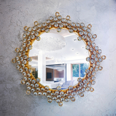 Petit Palwa Gilded Brass and Crystal Mirror