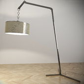 Modern floor lamp with old copper lampshade