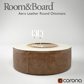 Aero Leather Round Ottomans