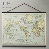 RH / VINTAGE WORLD MAP TAPESTRY
