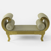 Large Regency Style Gilded Double Scrolled Stool