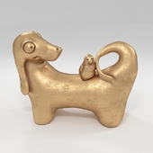 Statuette of a dog with a bird