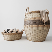 Laundry basket, basket with wood